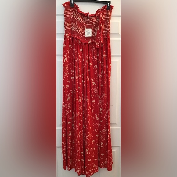 Free People Red Floral Print Jumpsuit - Picture 4 of 5